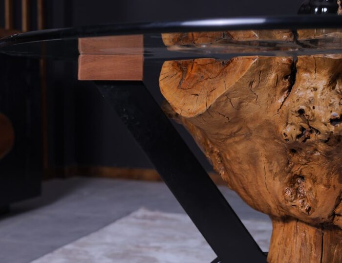 ⁦طاولة طعام من الخشب الطبيعي والمعدن DT0006⁩ - الصورة ⁦2⁩