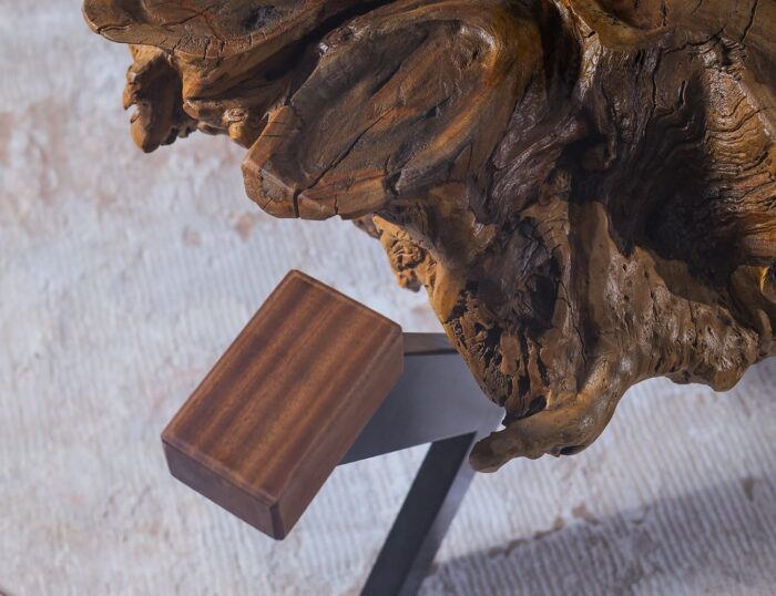 ⁦طاولة طعام من الخشب الطبيعي والمعدن DT0006⁩ - الصورة ⁦3⁩