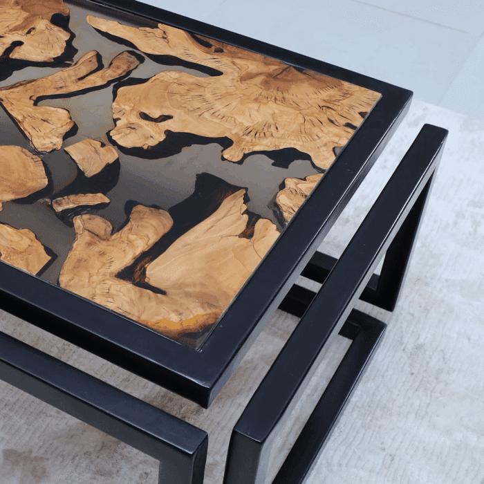 طاولة قهوة إيبوكسي مع الخشب الطبيعي CT0031