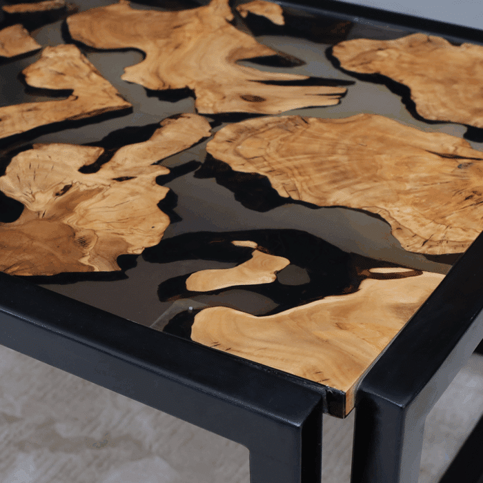 طاولة قهوة إيبوكسي مع الخشب الطبيعي CT0031