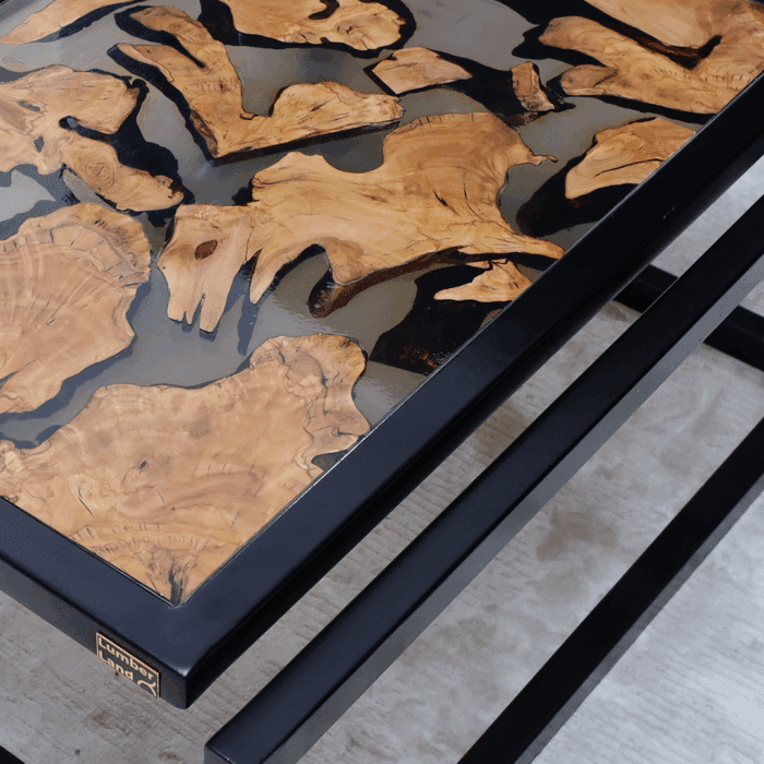 طاولة قهوة إيبوكسي مع الخشب الطبيعي CT0031