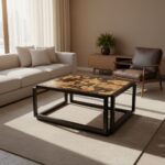 طاولة قهوة إيبوكسي مع الخشب الطبيعي CT0031