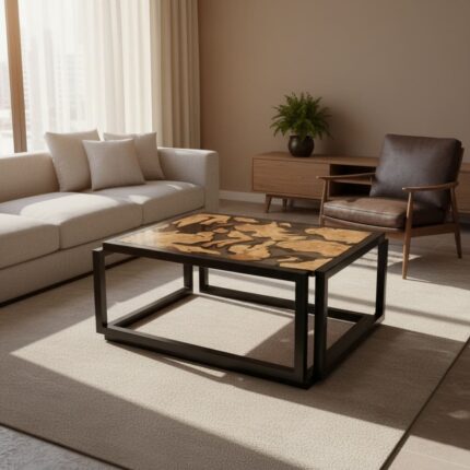 طاولة قهوة إيبوكسي مع الخشب الطبيعي CT0031