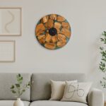 Natural Wood Wall Clock With Epoxy LU0050
