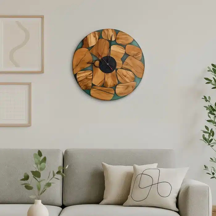 ⁦ساعة حائط من الخشب الطبيعي مع الإيبوكسي LU0050⁩ - الصورة ⁦1⁩