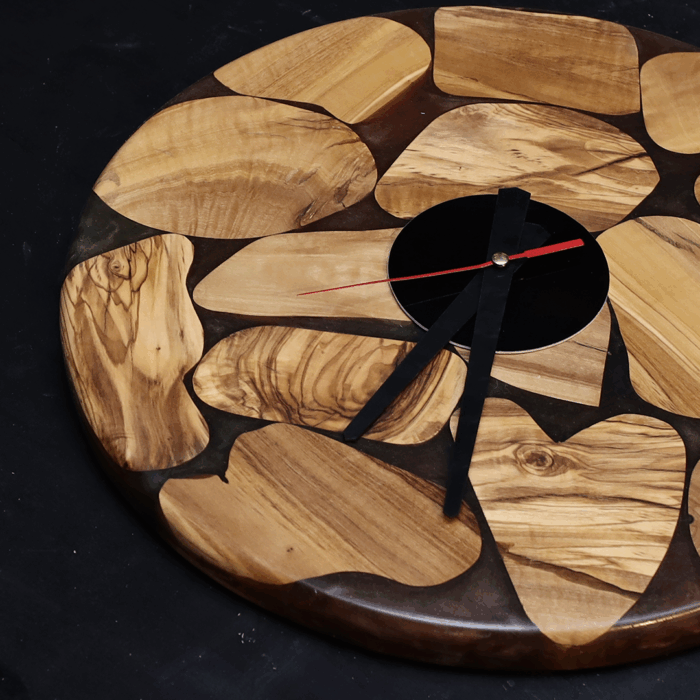 ساعة حائط من الخشب الطبيعي مع الإيبوكسي LU0056