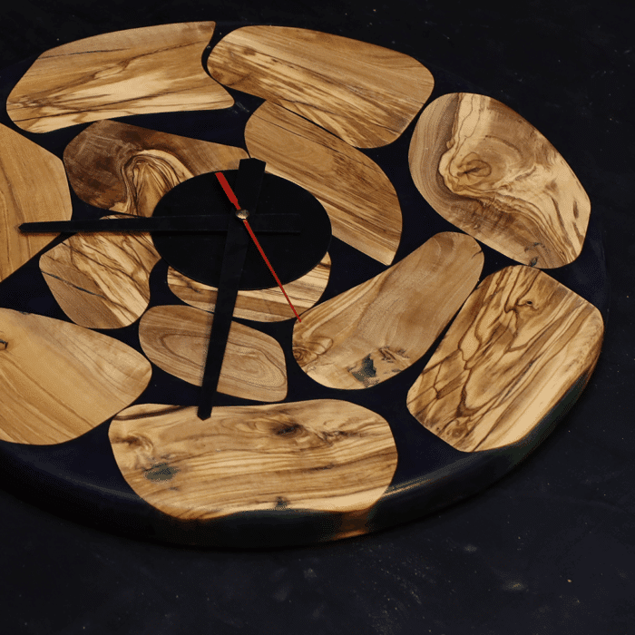 ساعة حائط من الخشب الطبيعي مع الإيبوكسي LU0054