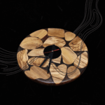 ساعة حائط من الخشب الطبيعي مع الإيبوكسي LU0056