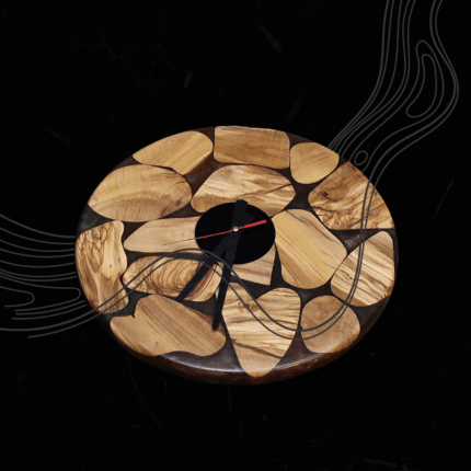 ساعة حائط من الخشب الطبيعي مع الإيبوكسي LU0056