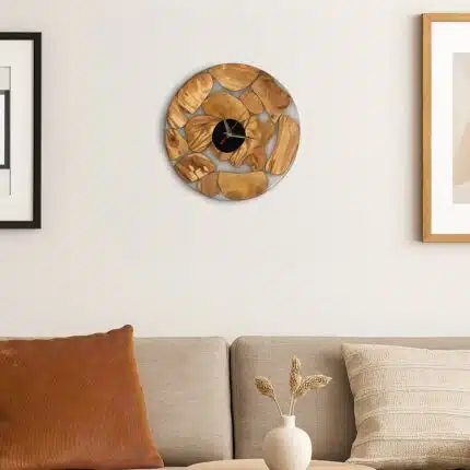 Natural Wood Wall Clock With Epoxy LU0051