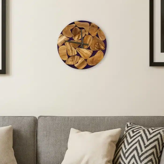 ساعة حائط من الخشب الطبيعي مع الإيبوكسي LU0052 ساعة حائط من الخشب الطبيعي مع الإيبوكسي LU0052 - الصورة 1