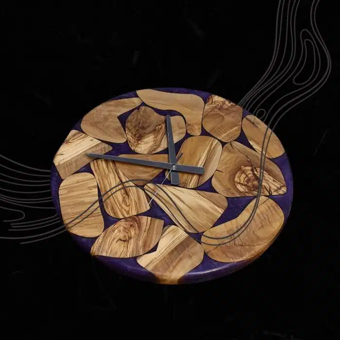 Natural Wood Wall Clock With Epoxy LU0052
