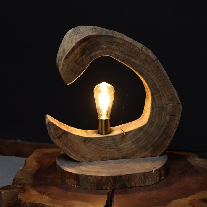 أباجورة من الخشب الطبيعي LU0059