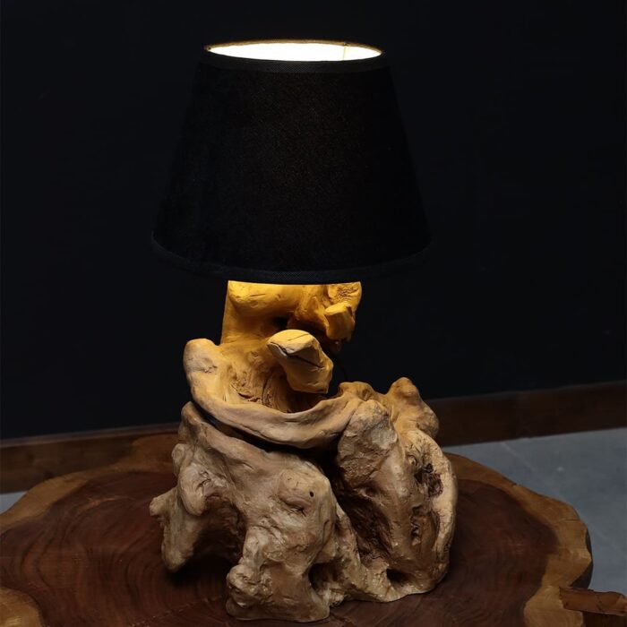 أباجورة من الخشب الطبيعي LU0060