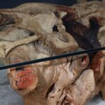 طاولة طعام من جذع الخشب الطبيعي DT0019