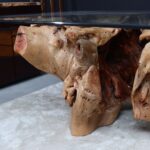 طاولة طعام من جذع الخشب الطبيعي DT0019