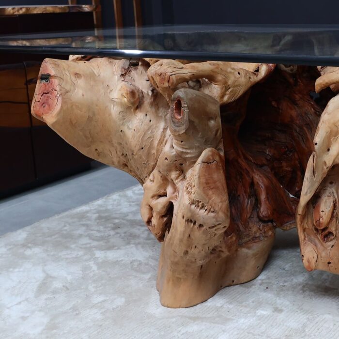 طاولة طعام من جذع الخشب الطبيعي DT0019